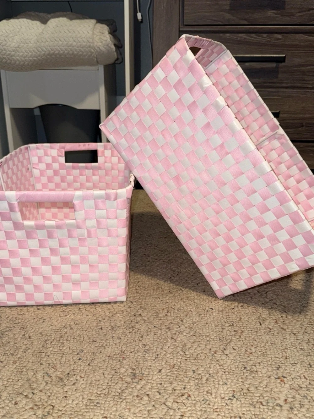Pink Woven Storage Baskets - Home Accents